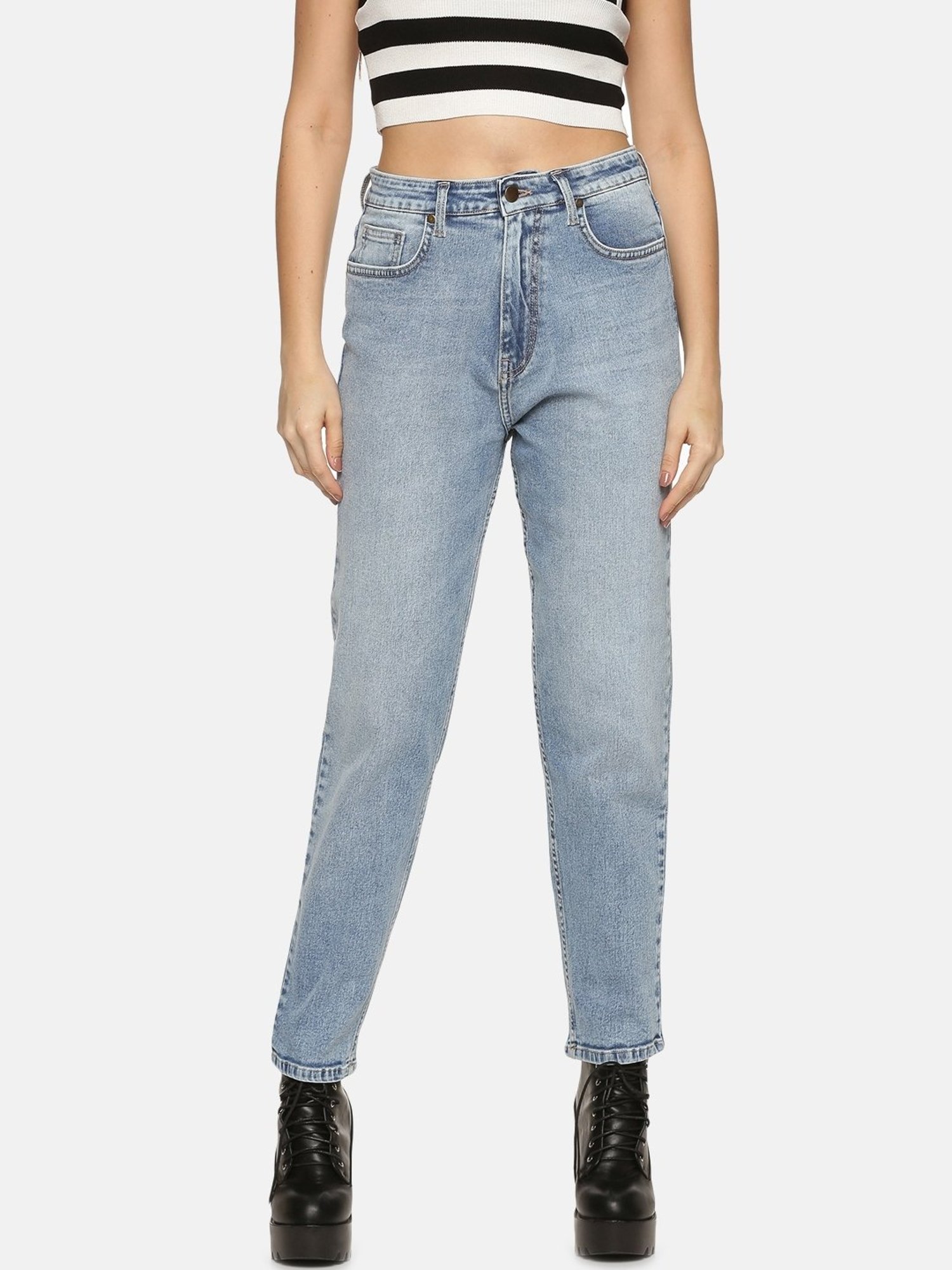 ISU Blue Cotton Mid Rise Jeans