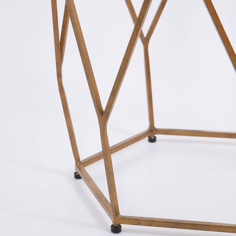 Roxy Hexagonal Chairside End Table Glass Gold - Steve Silver Co.