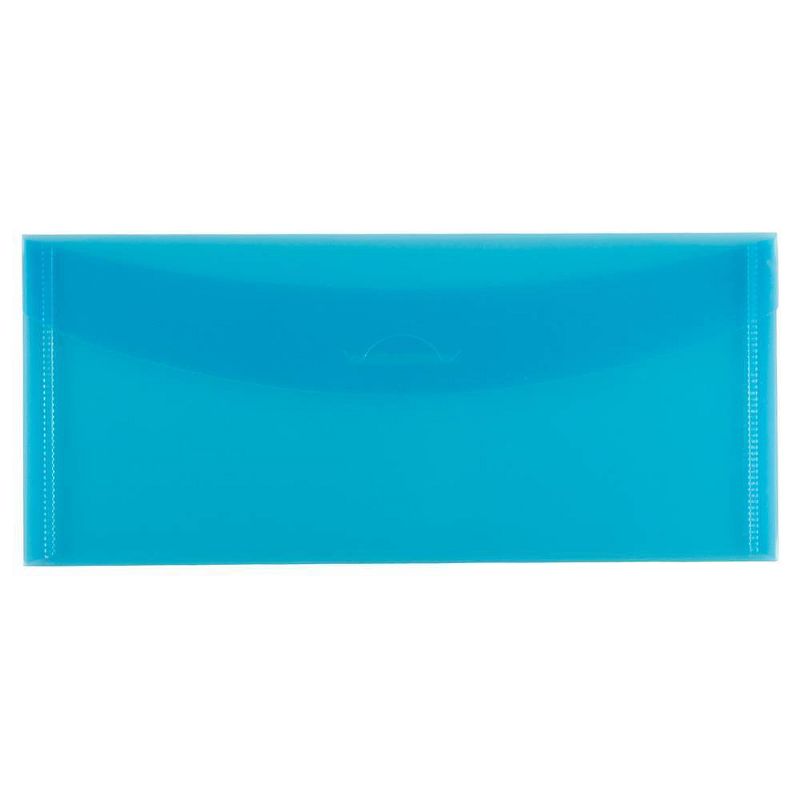 JAM Paper 4 1/4'' x 9 3/4'' 12pk Plastic Envelopes with Tuck Flap Closure - Blue
