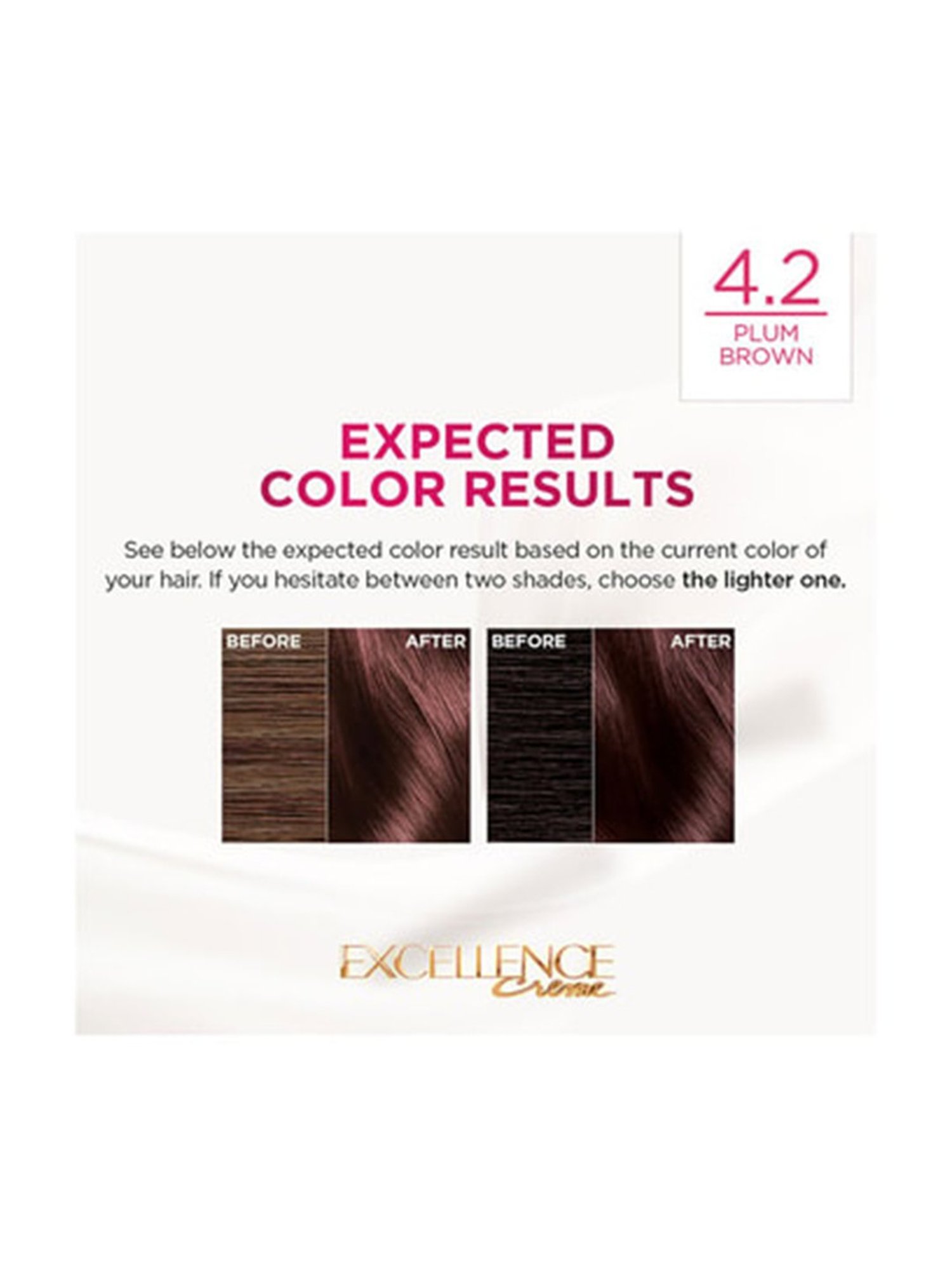 L'Oreal Paris Excellence Creme Hair Color 4.2 Plum Brown - 72 ml + 100 gm