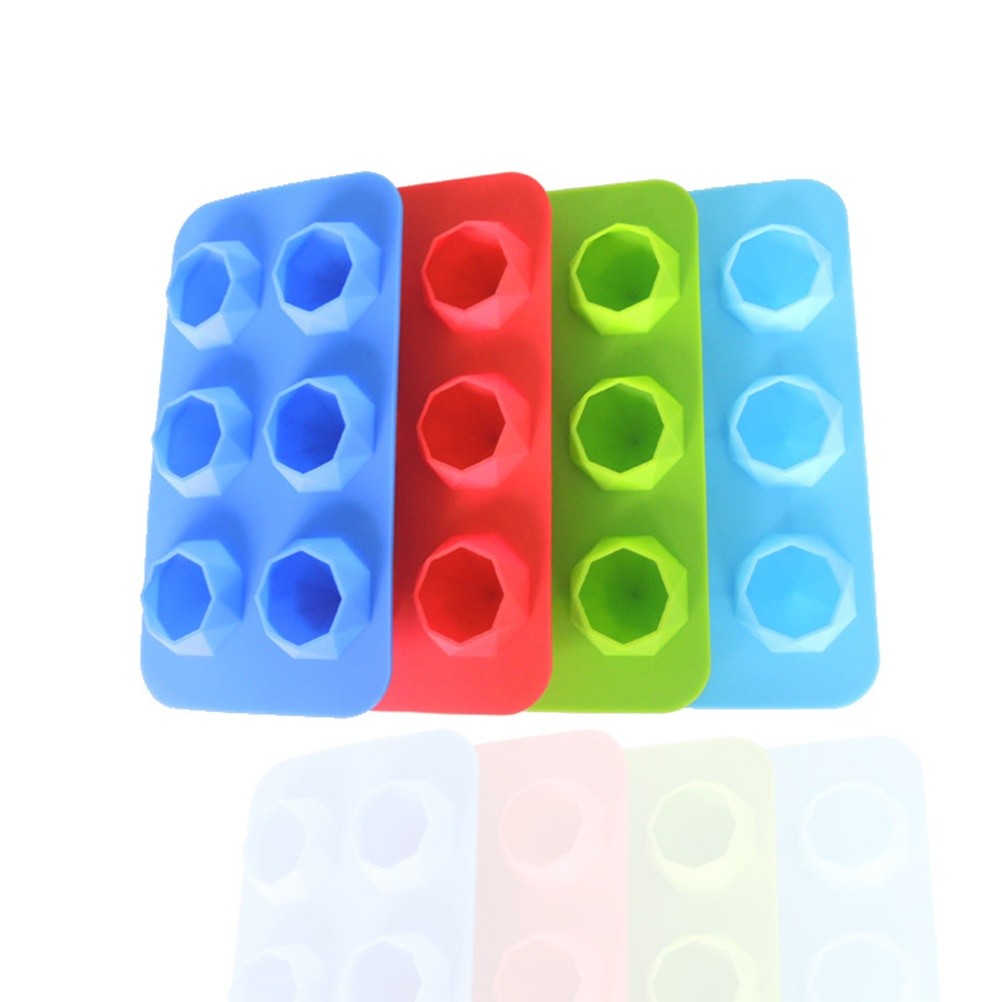 6 Lattices Silicone Ice Mold Diamond Shape Ice Cube Tray Ice Cube Maker for Whiskey Iced Coffee (Sky Blue)
