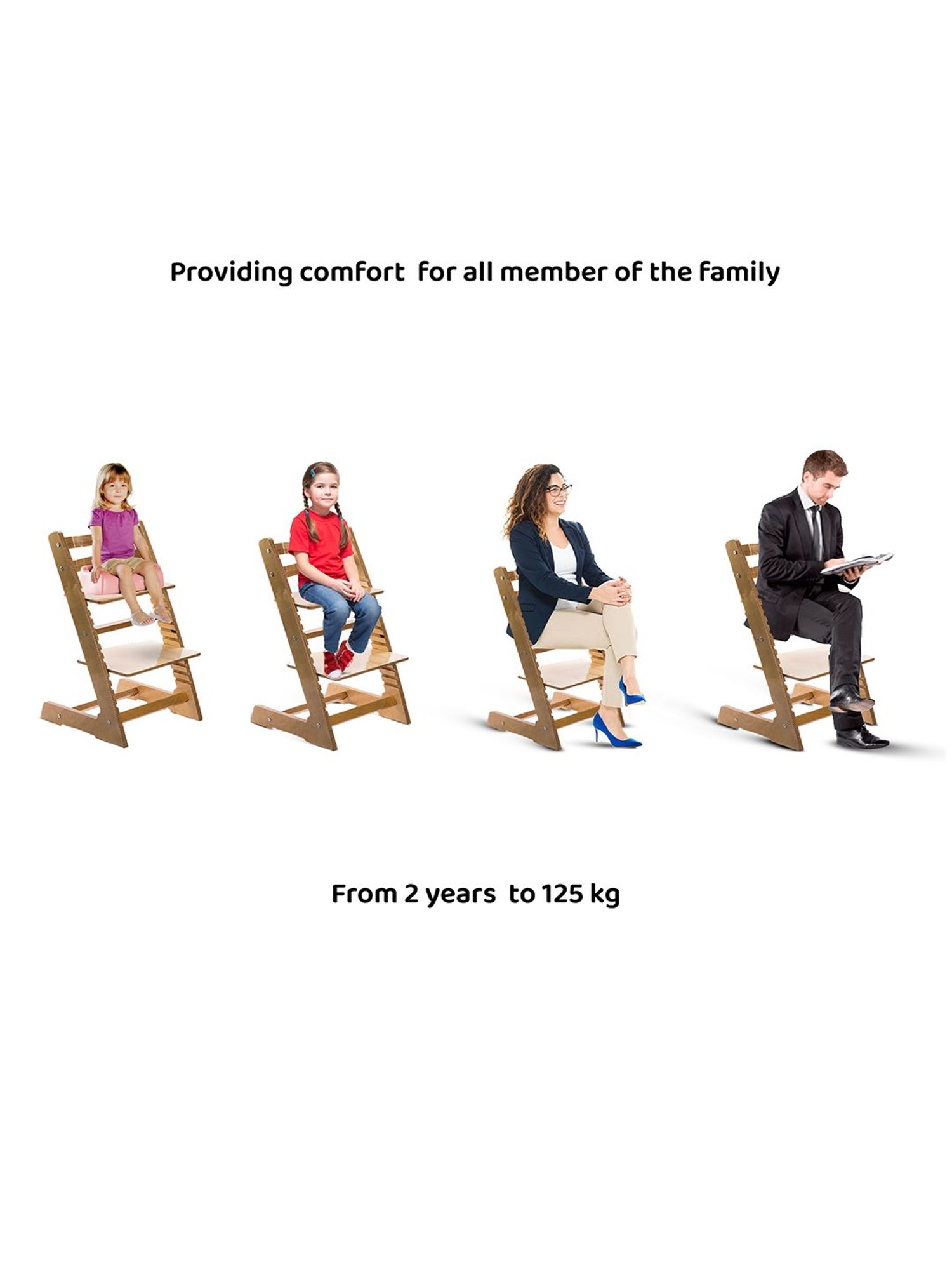 Kiddery Wooden Height Adjustable High Chair for Feeding and Sitting (Age 2yrs to 15yrs)