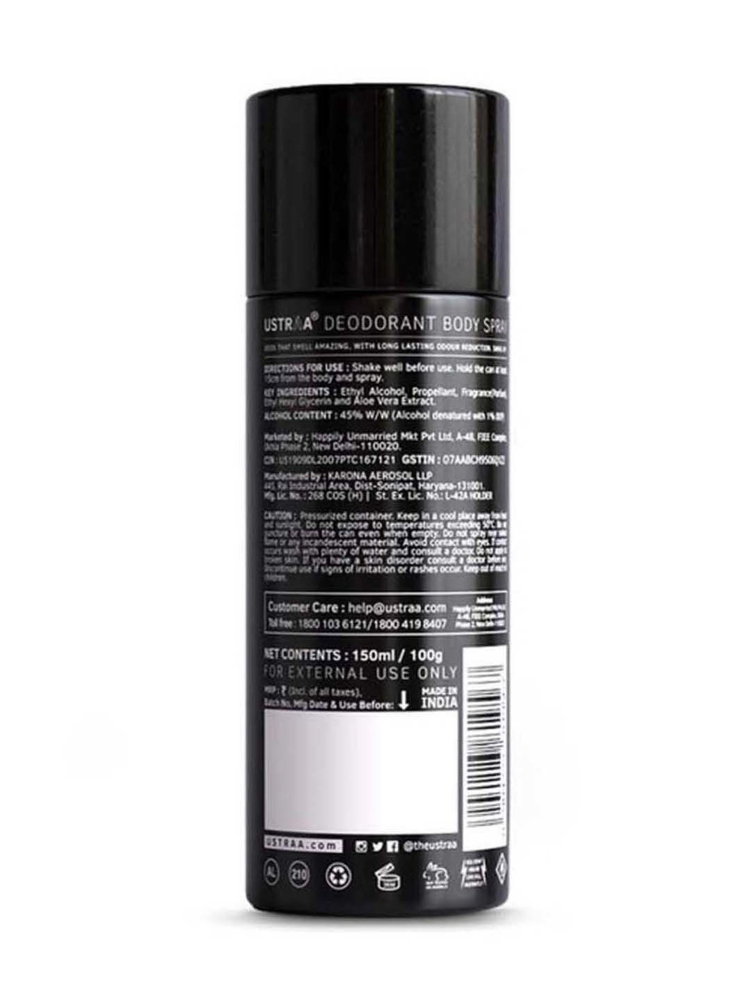 Ustraa Black Deodorant Body Spray & Ammunition Cologne Soap (Pack of 3)