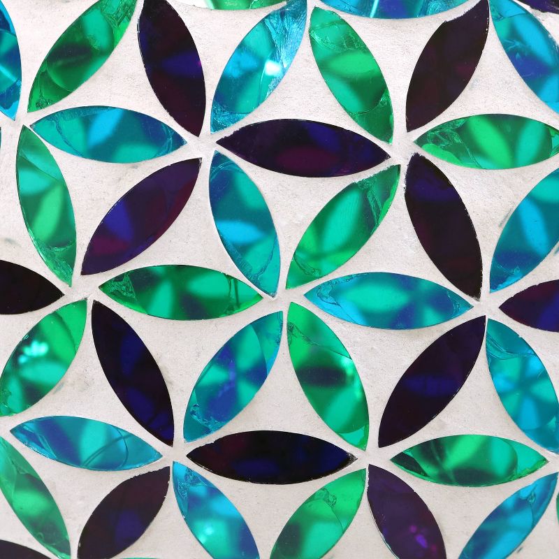 Sunnydaze Cool Blooms Design Glass Mosaic Indoor/Outdoor Gazing Globe with Solar Light - 10" Diameter - Blue and Green - 2-Pack