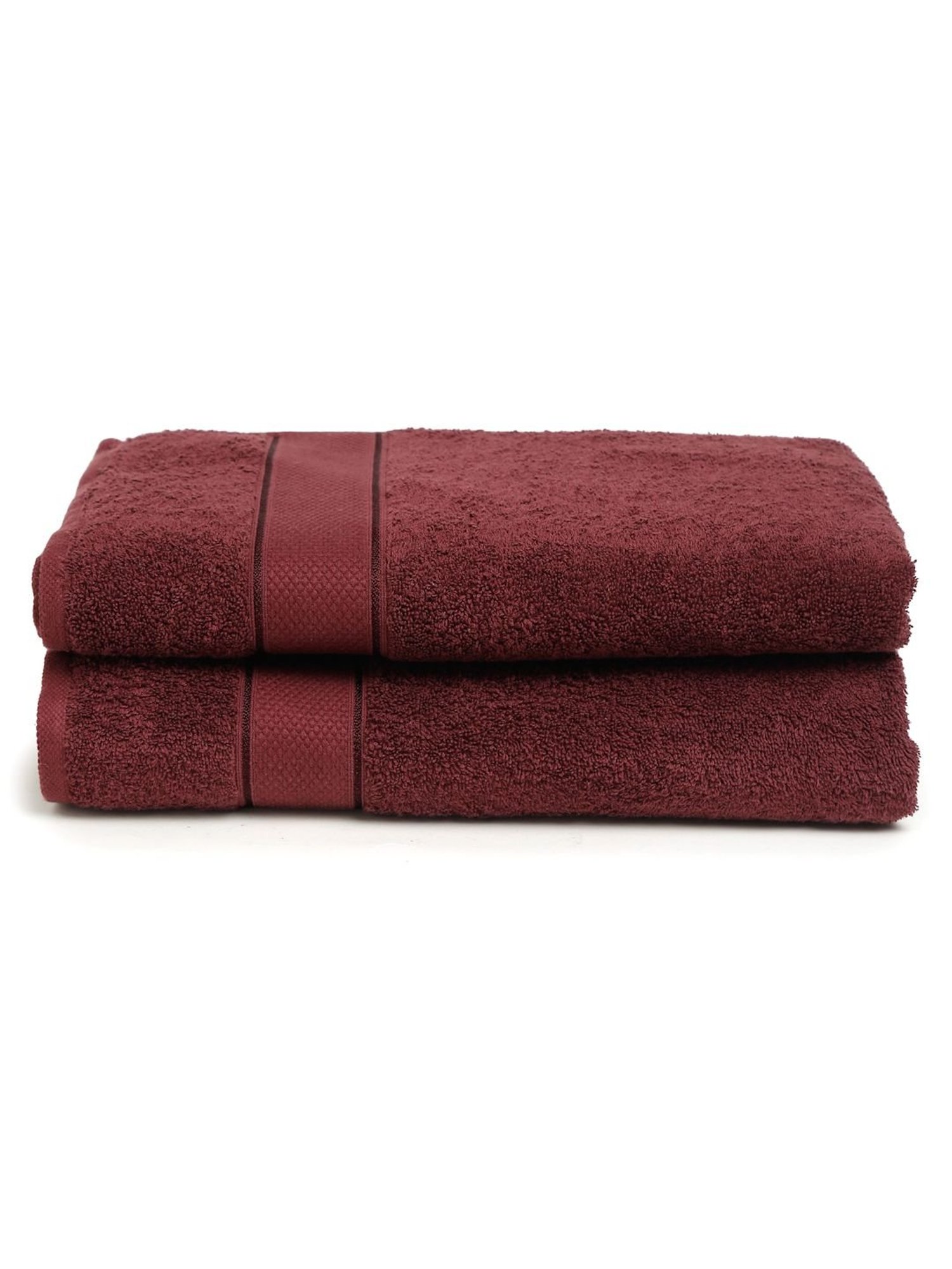 Creeva Wine 525 GSM Cotton Bath Towel Set of 2