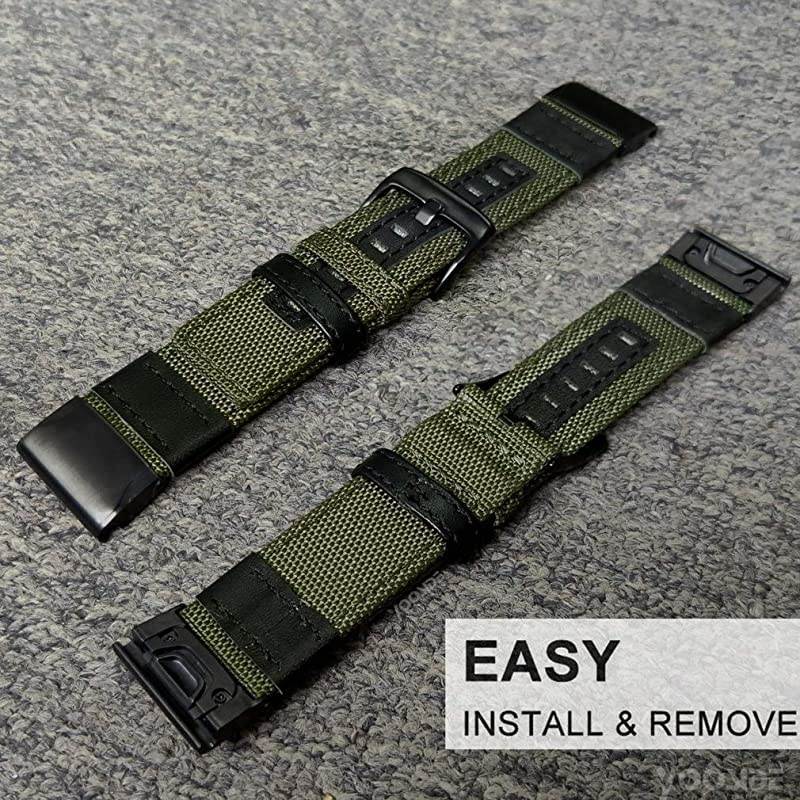 Fenix 5Fenix 6 Watch Band 22mm QuickFit NOTA Nylon Durable Wristband Strap for Garmin Fenix 55 PlusFenix 6InstinctQuatix 5 MARQForerunner 935945Fit Wrist 63866inch Green