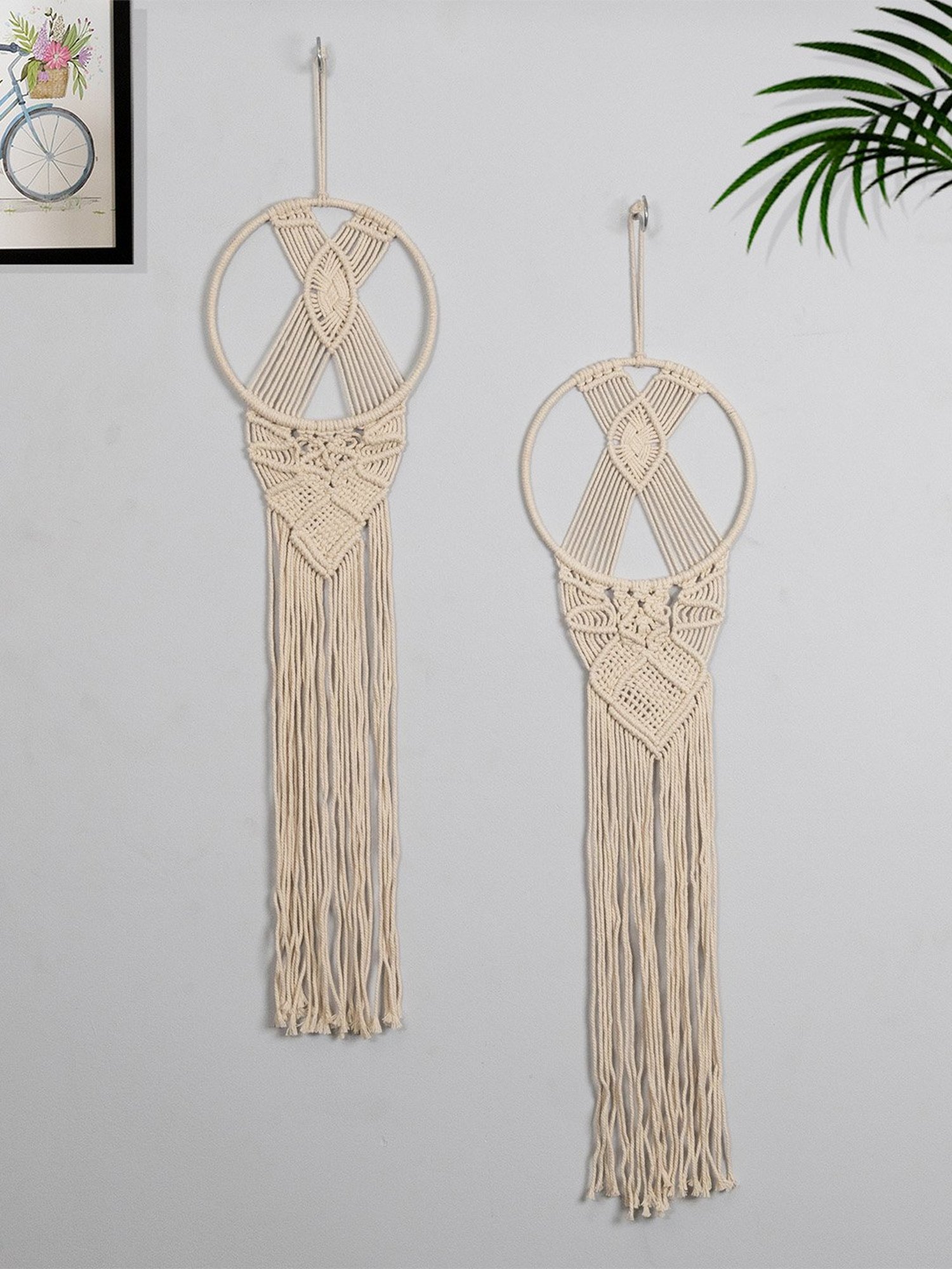 Homesake White Fabric Large Wall Hanging Dream Catcher - Set of 2