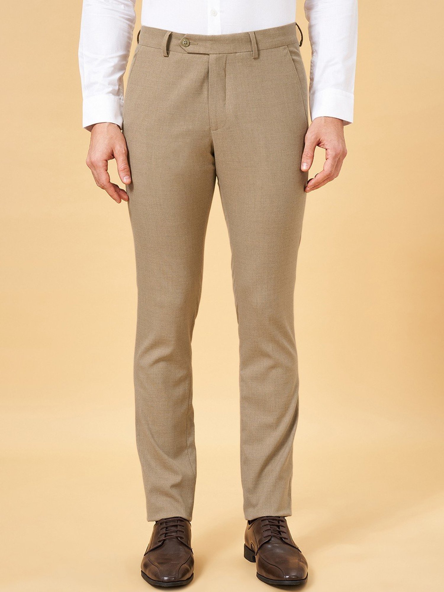 Byford by Pantaloons Almond Buff Slim Fit Trousers