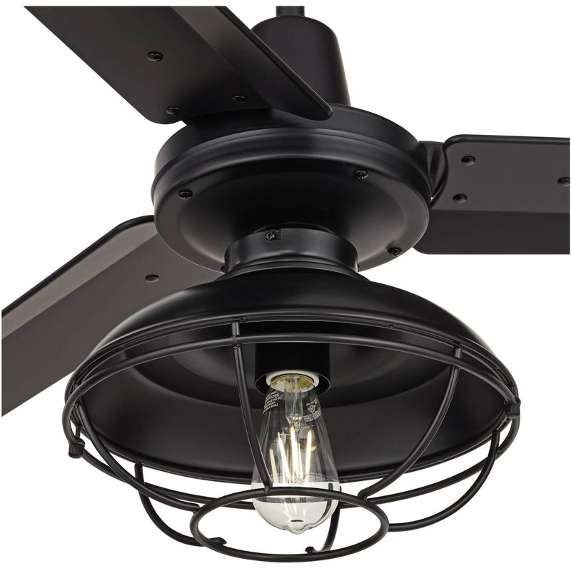 Casa Vieja 44" Plaza Matte Black Damp Ceiling Fan with Franklin Park LED Kit