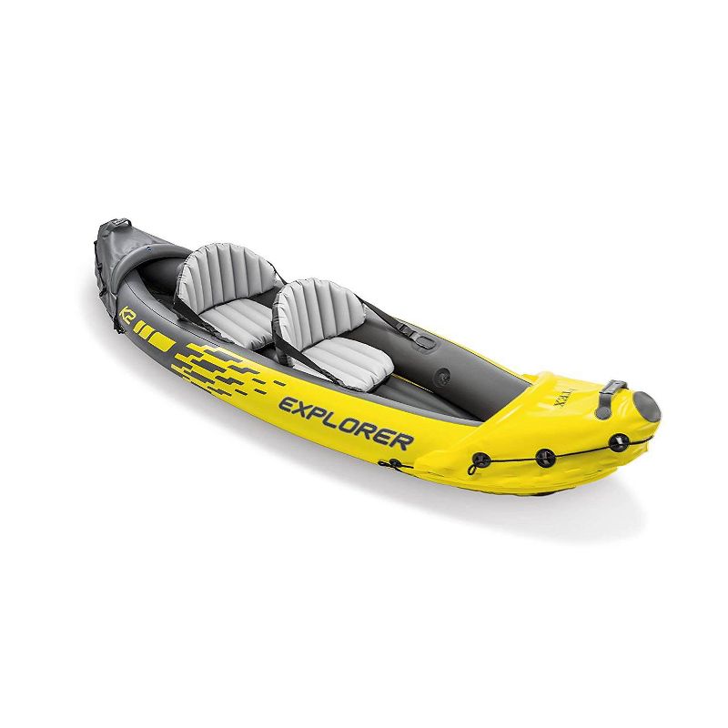 Intex Excursion 5 Person Inflatable Raft, 2 Oars and 2 Red Life Jackets, L/XL