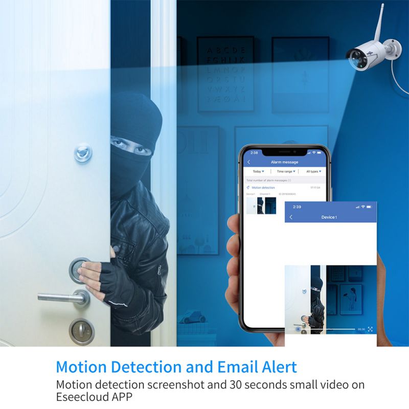 All in one with 12'' LCD Monitor Wireless Security Camera System, 4CH NVR +4pcs 3MP Outdoor Wireless Security Cameras with Night Vision Motion Detection Remote Access IP66 Waterproof 1TB Hard Drive