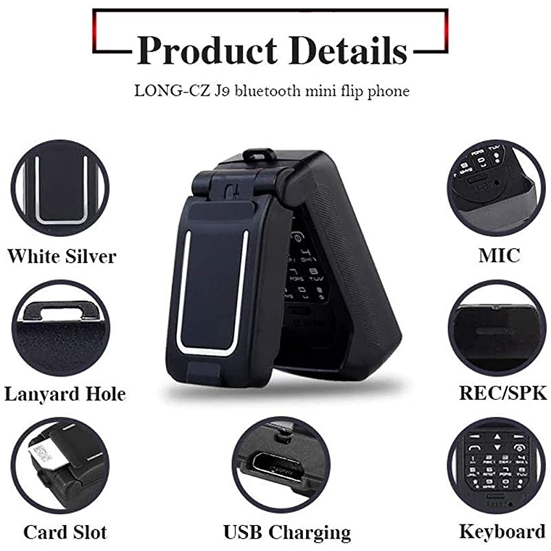 J9 World Mini Smallest Flip Mobile Phone Unlocked Black