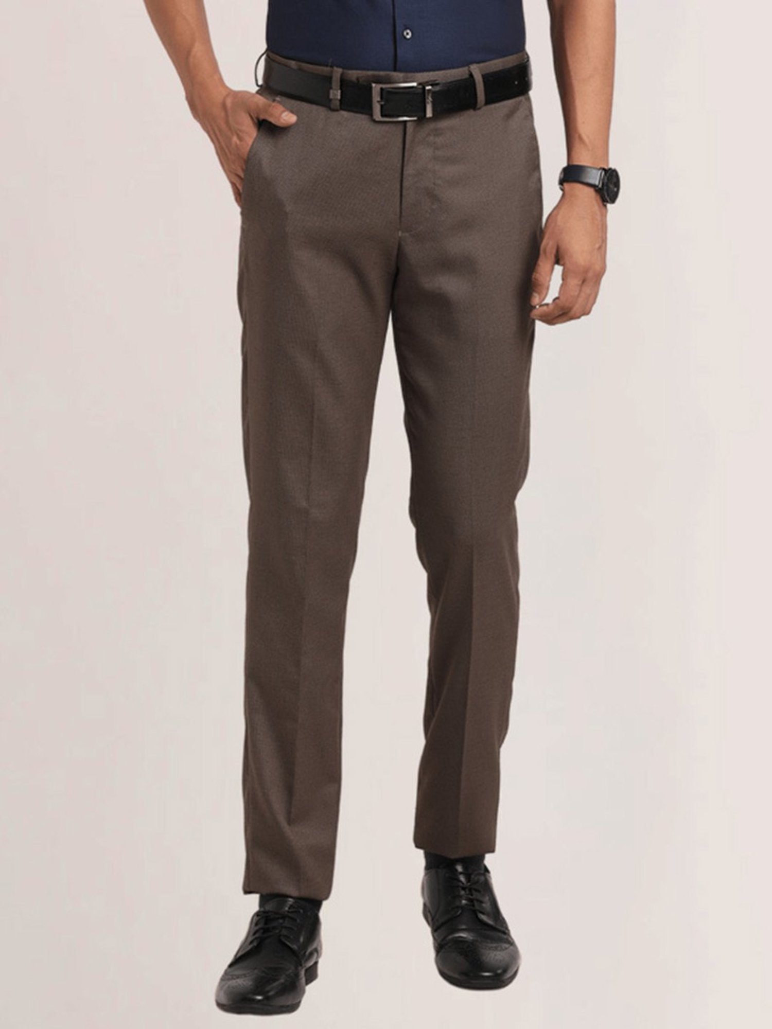 Turtle Brown Ultra Slim Fit Trousers
