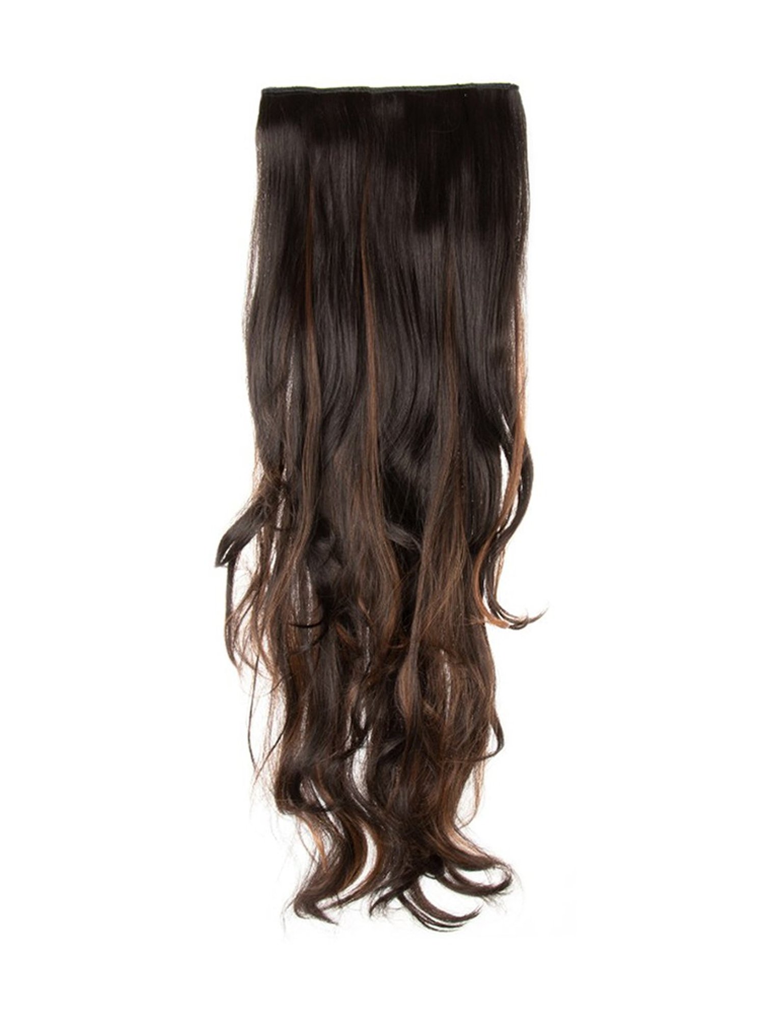 Streak Street Curly Dark Brown Ponytail with Copper Highlights