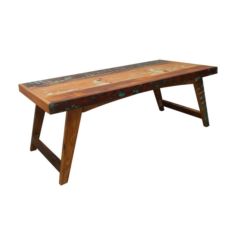 Rectangular Handcrafted Wooden Coffee Table with Slanted Tapered Legs Brown - The Urban Port