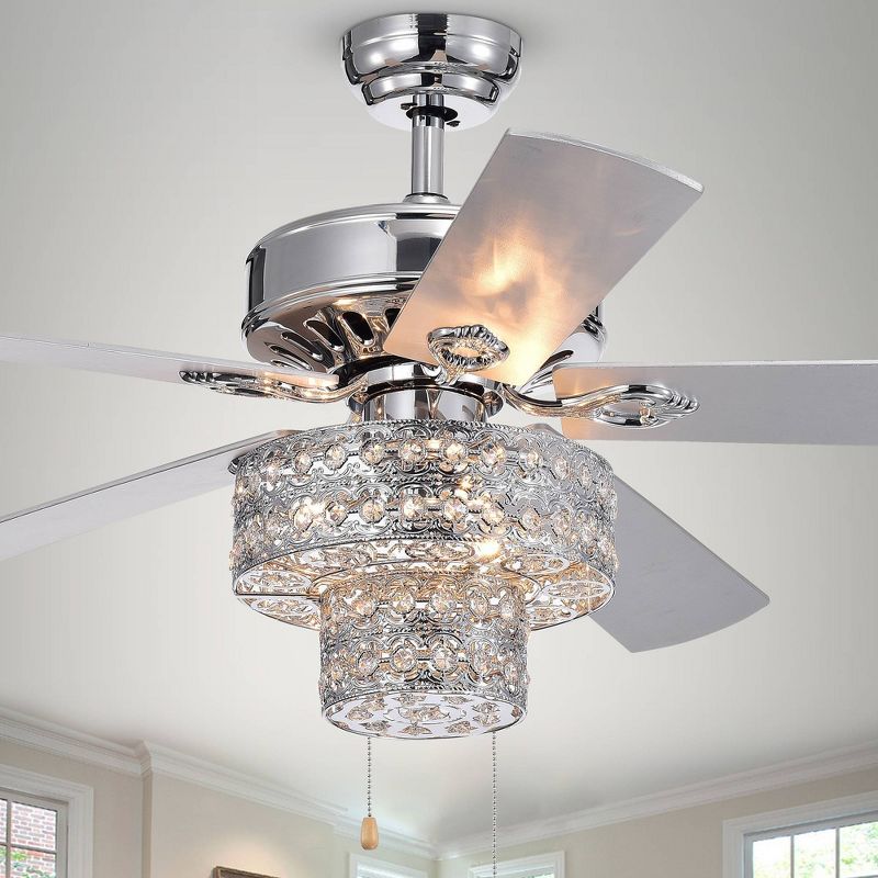 52" x 52" x 23" 5-Blade Shang Ceiling Fan Silver - Warehouse Of Tiffany