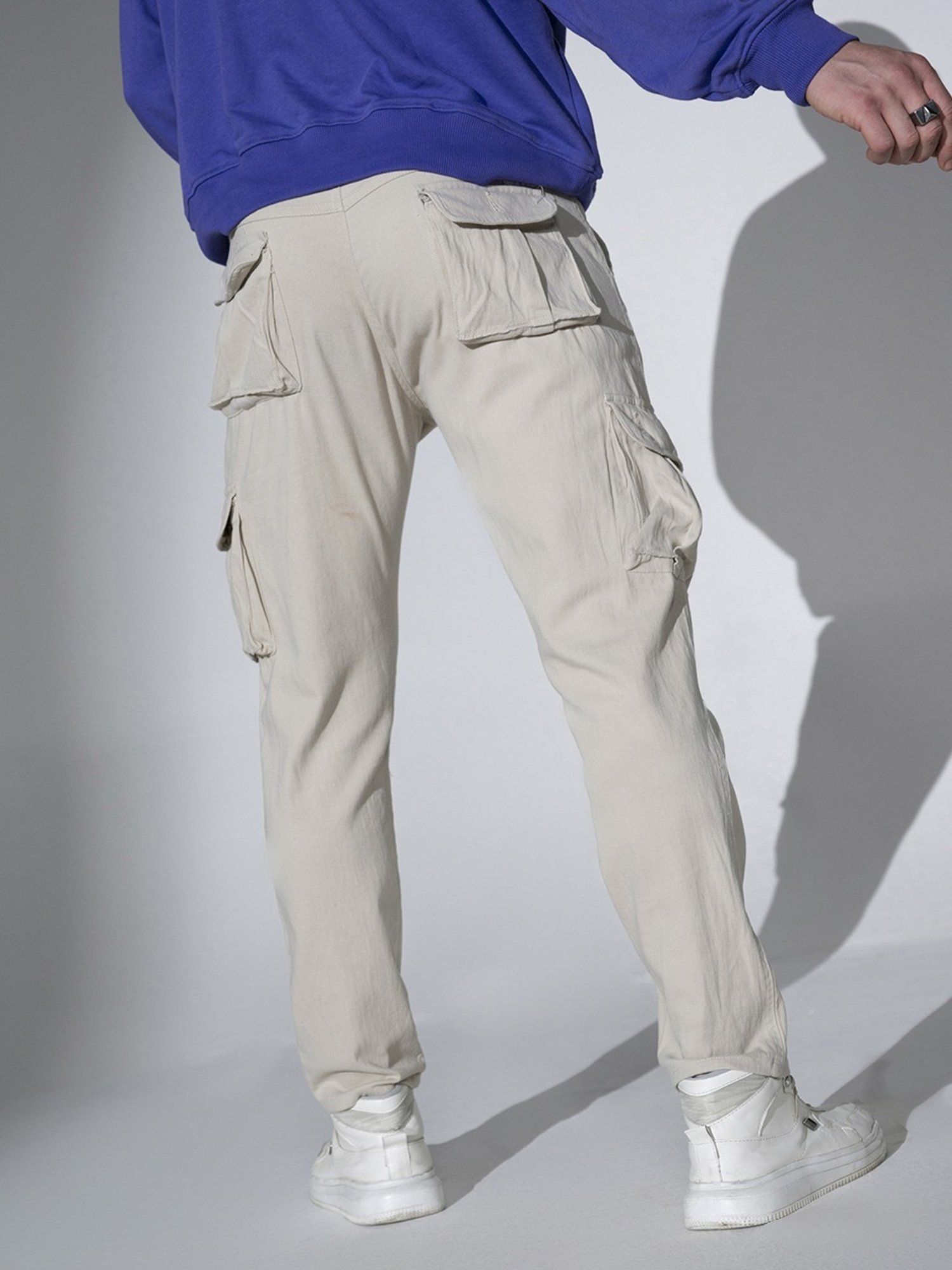 Hubberholme Beige Cotton Regular Fit Joggers