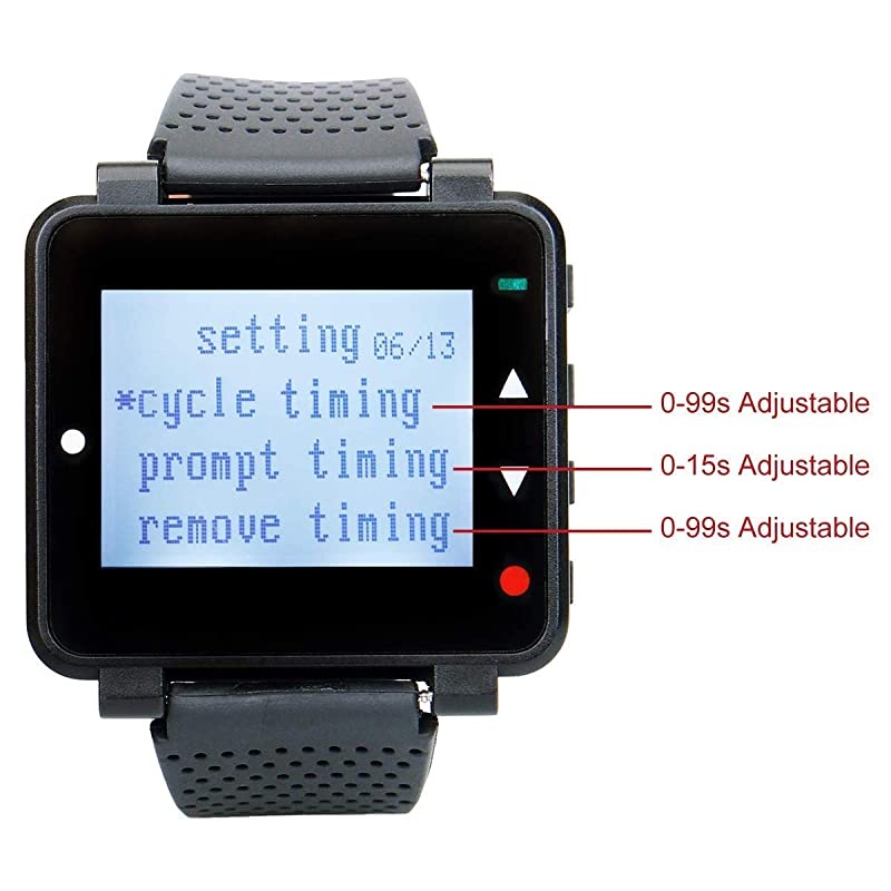 T128 Caregiver Pager,Nurse Call System,Sound Alert,Help Button,1 PC Watch Pager,5 PCS TD009 Call Buttons for Elderly,Patient,Disable