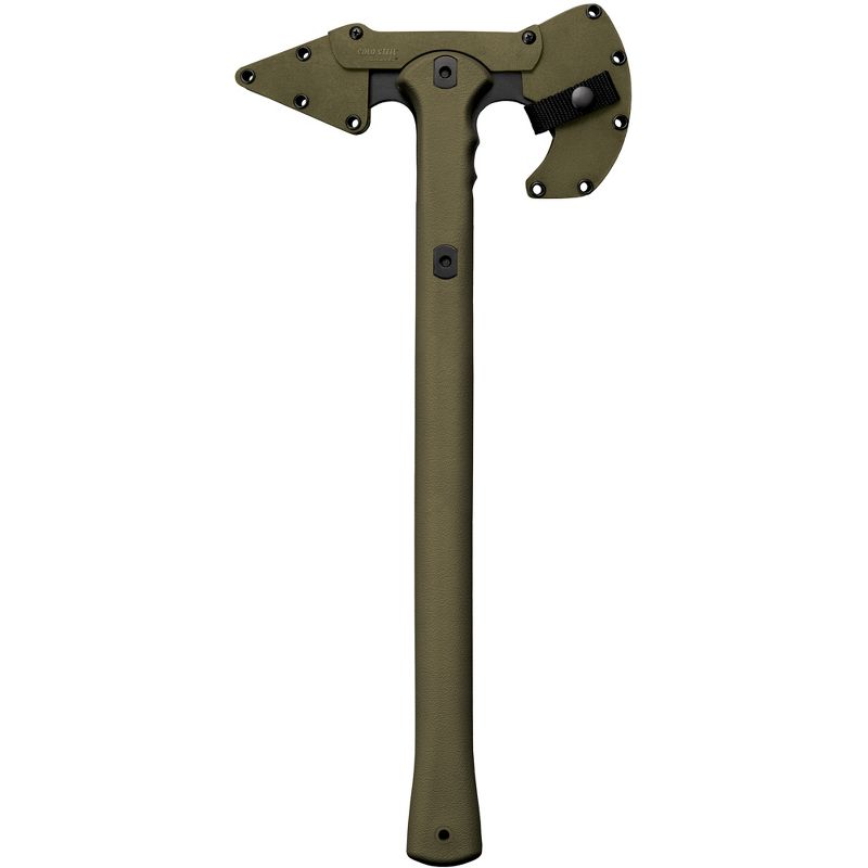 Cold Steel 90PTHG 19 Inch 29 Ounce Carbon Steel Camping Survival Tactical Trench Hawk Tomahawk Throwing Axe with Wedge Spike and Sheath, Green