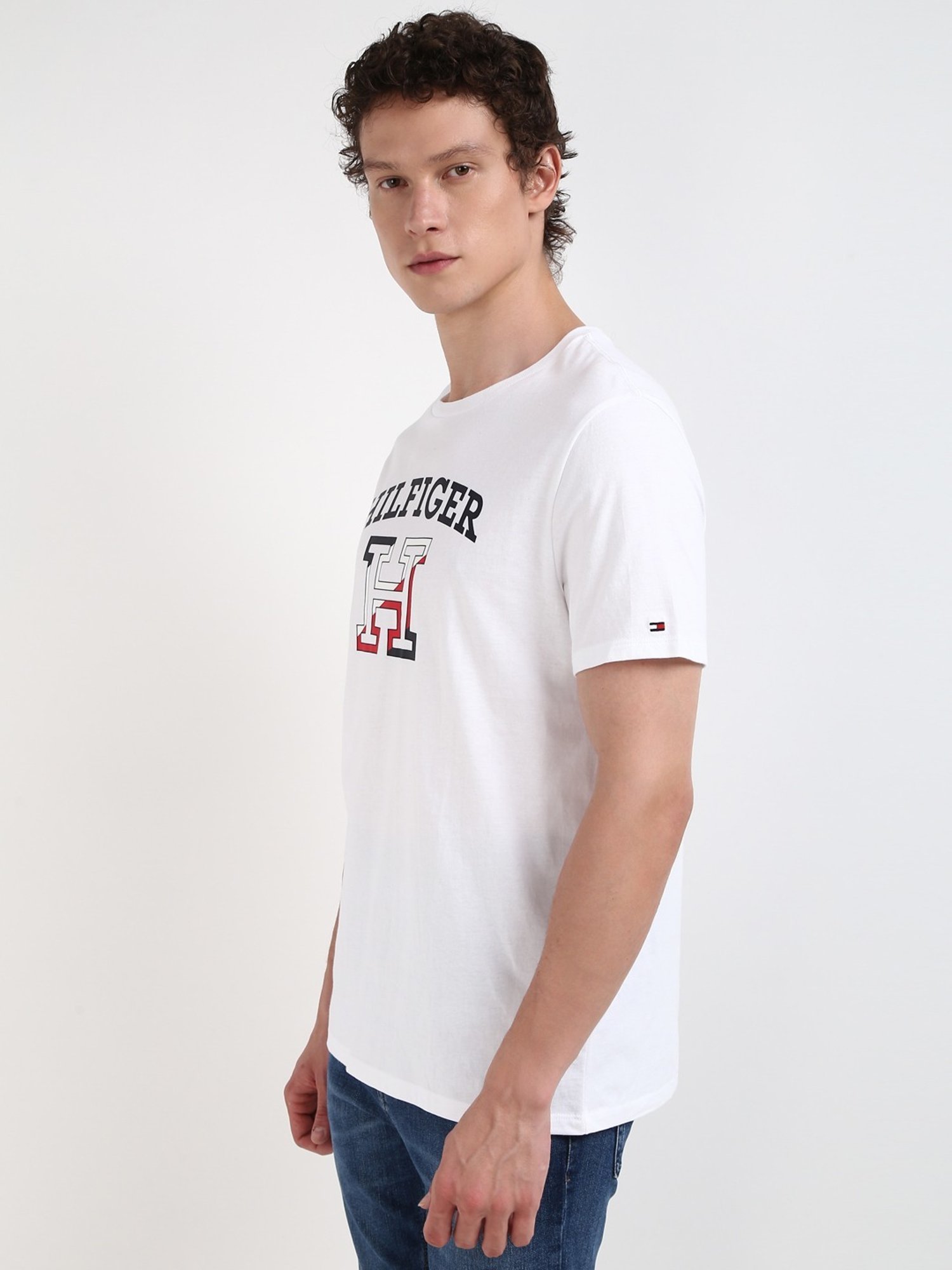 Tommy Hilfiger White Regular Fit Printed T-Shirt