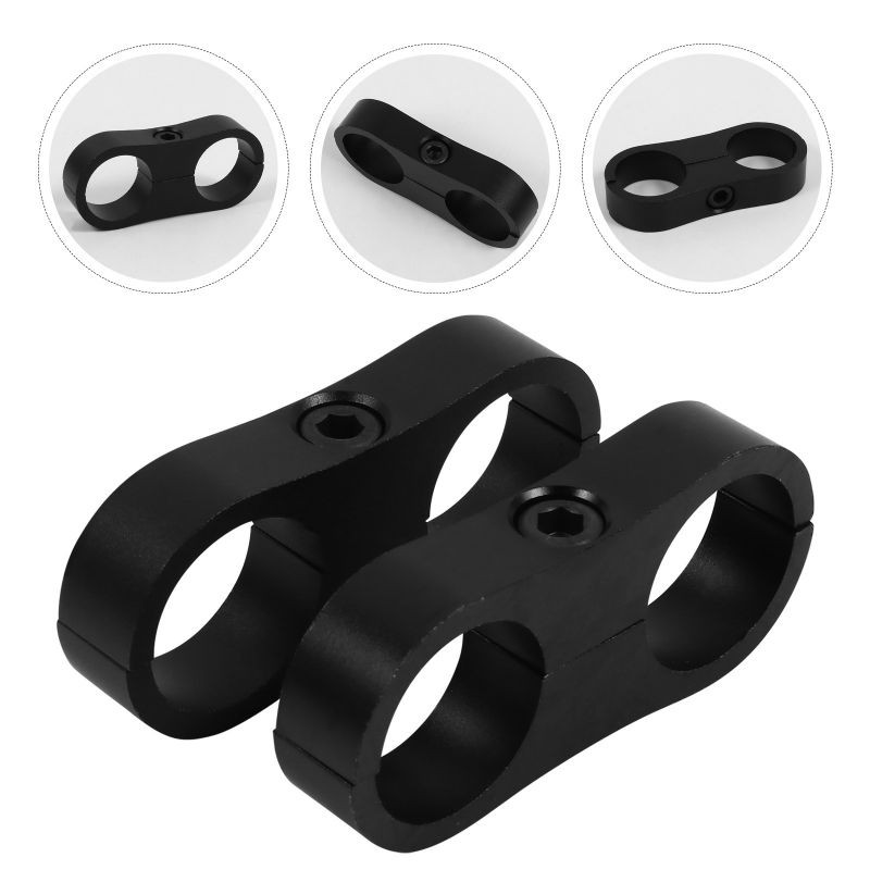 2pcs Aluminum Hose Line Separator Braided Pipe Tube Clamp for Fuel Line Oil Line