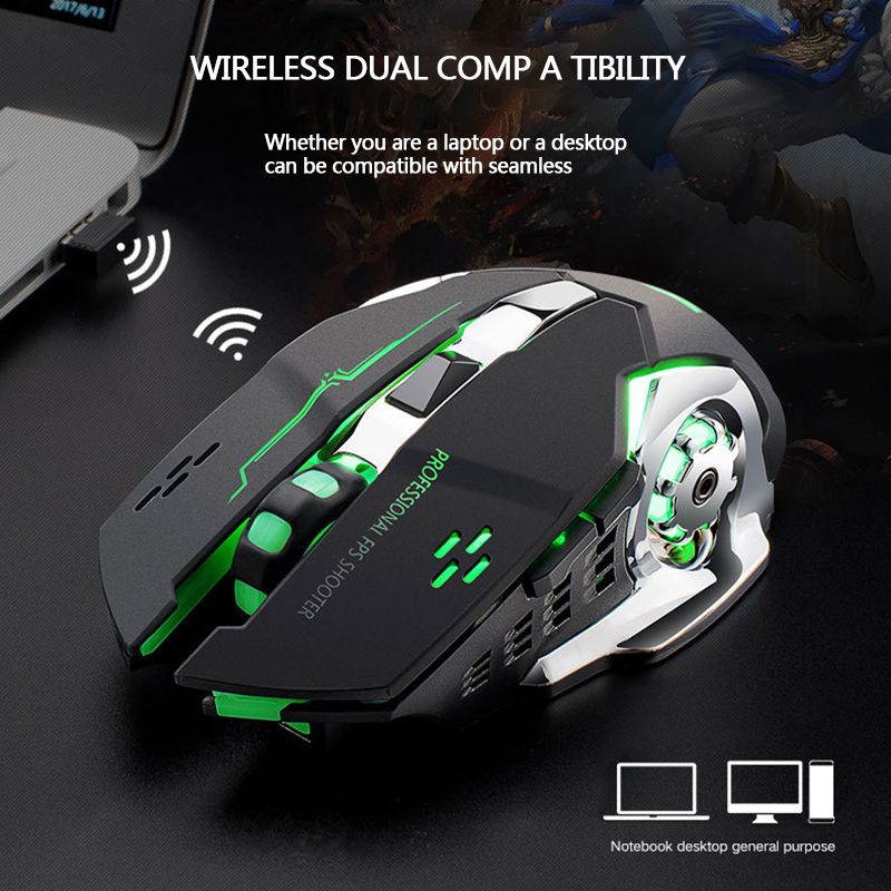 2.4G USB Wireless Mouse Silent LED Backlit Gaming Mice Adjustable DPI Mechanical Mouse