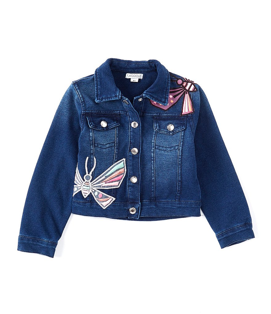 Flapdoodles Little Girls 2T-6X Butterfly-Applique Denim Jacket