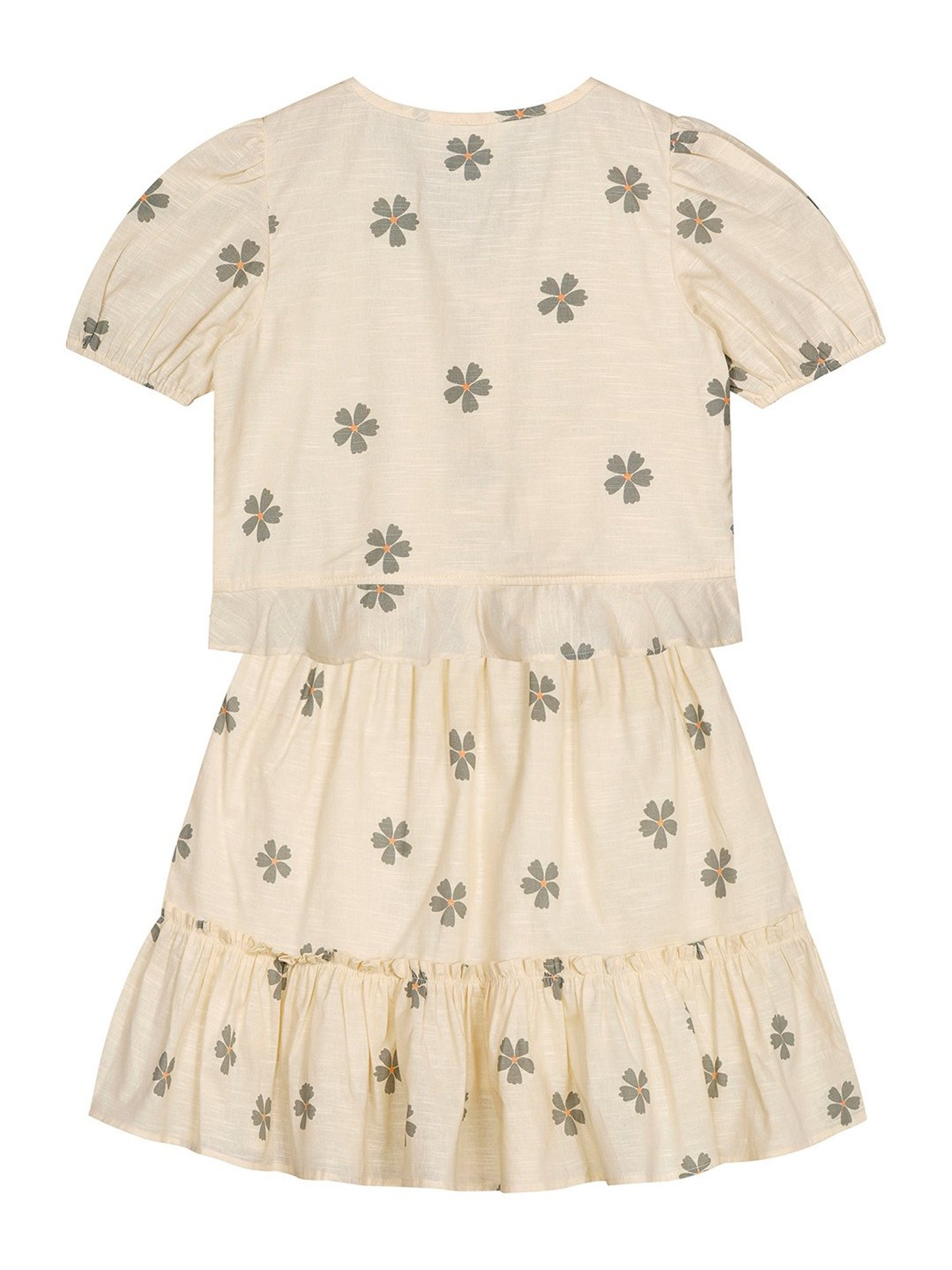 Budding Bees Kids Cream Floral Print Top with Skirt