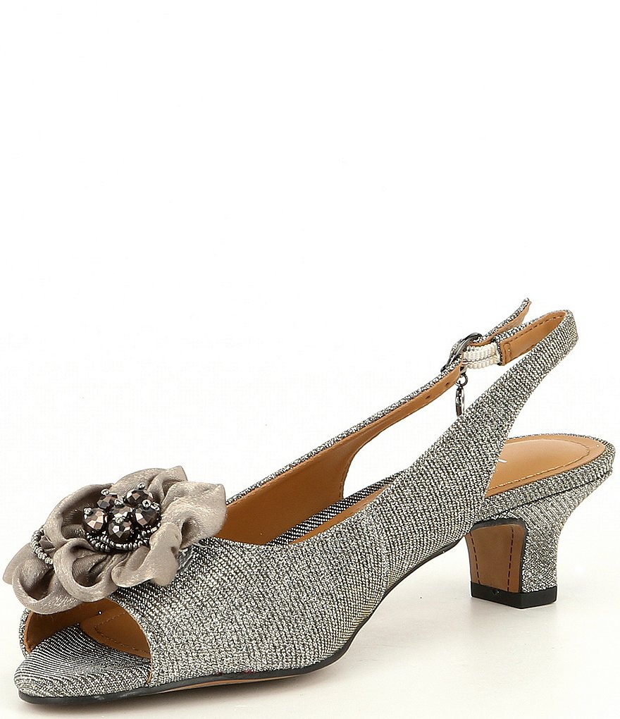J. Renee Leonelle Embellished Bow Slingback Peep Toe Pumps