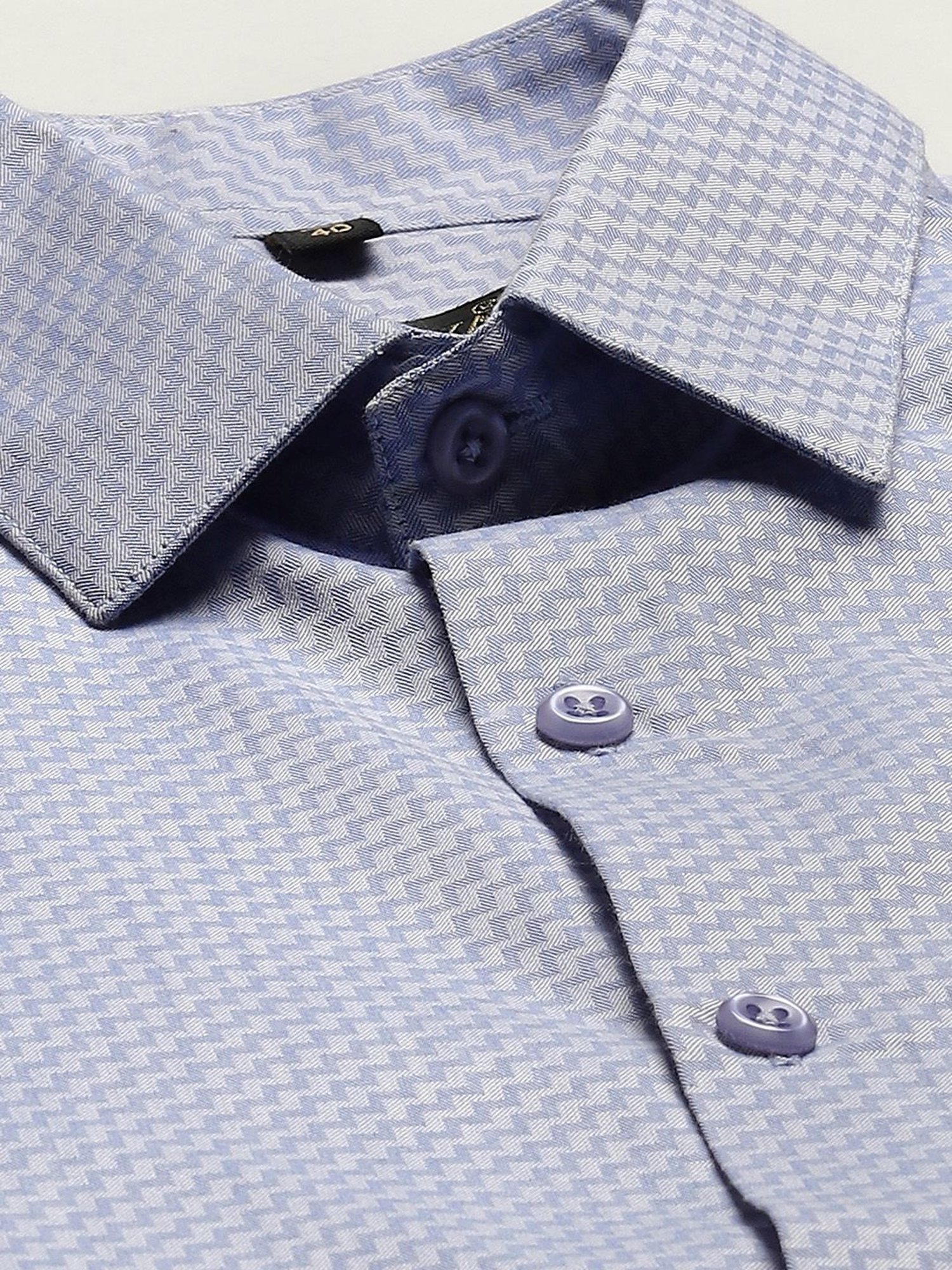 Sojanya Blue Cotton Regular Fit Self Pattern Shirt