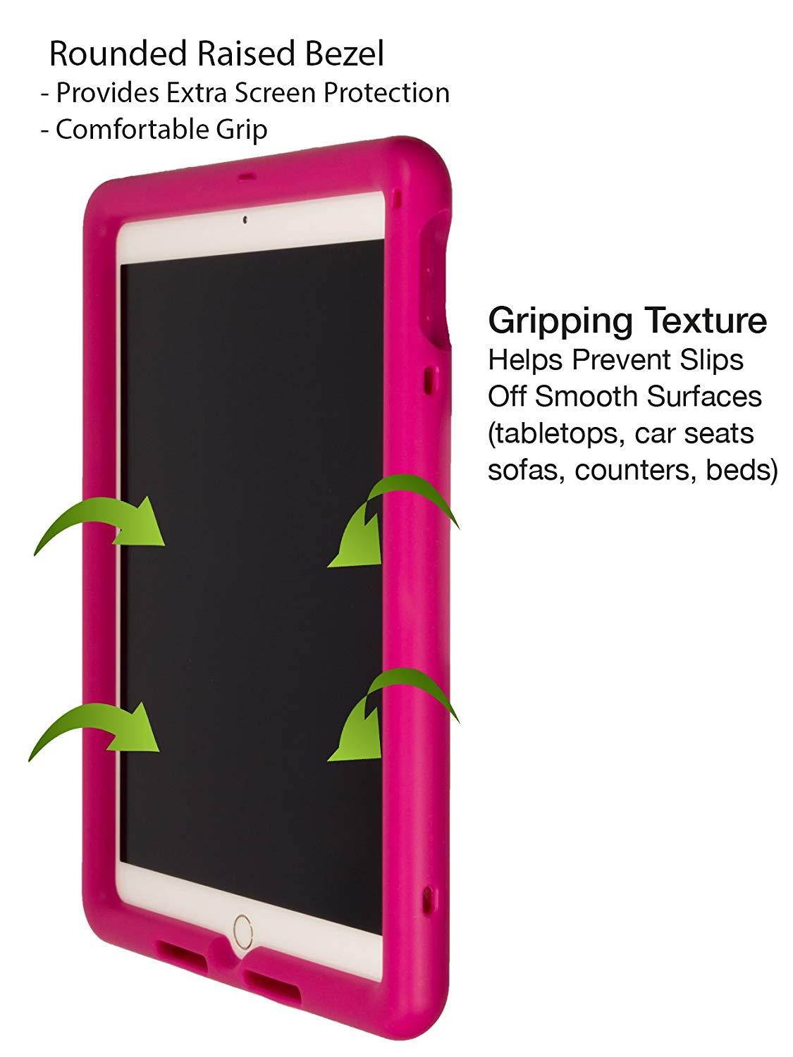 Bobj Rugged Case for iPad 2017 5th Generation 9.7 - BobjGear Custom Fit - Patented Venting - Sound Amplification - BobjBounces Kid Friendly (NOT for iPad 2018, iPad Pro 10.5) (Rockin' Raspberry)