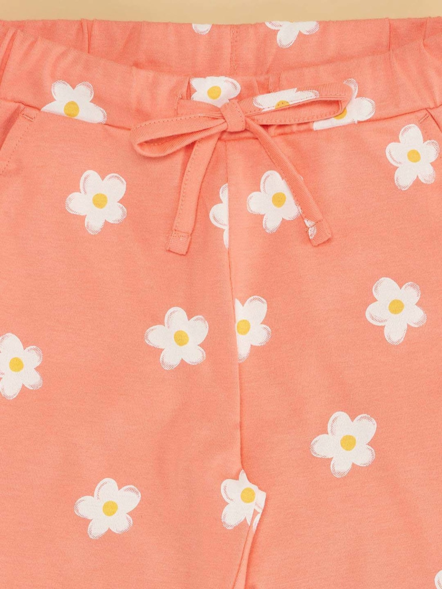 YU by Pantaloons Kids Navy & Peach Floral Print Joggers (Pack of 2)