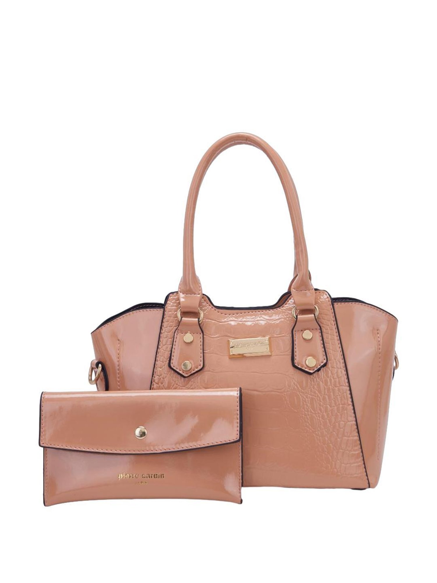 Pierre Cardin Brown Textured Satchel Handbag