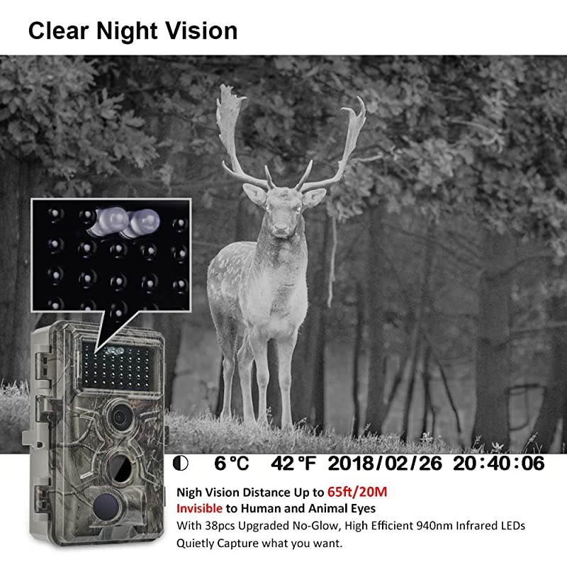 SL122 Pro Trail Camera, 16MP 1080P Game Camera with Advanced H.264 Video and Enhanced Night Vision, 0.2S Trigger Speed, 82ft Motion Activated, Wide 110&deg; View Angle, Waterproof