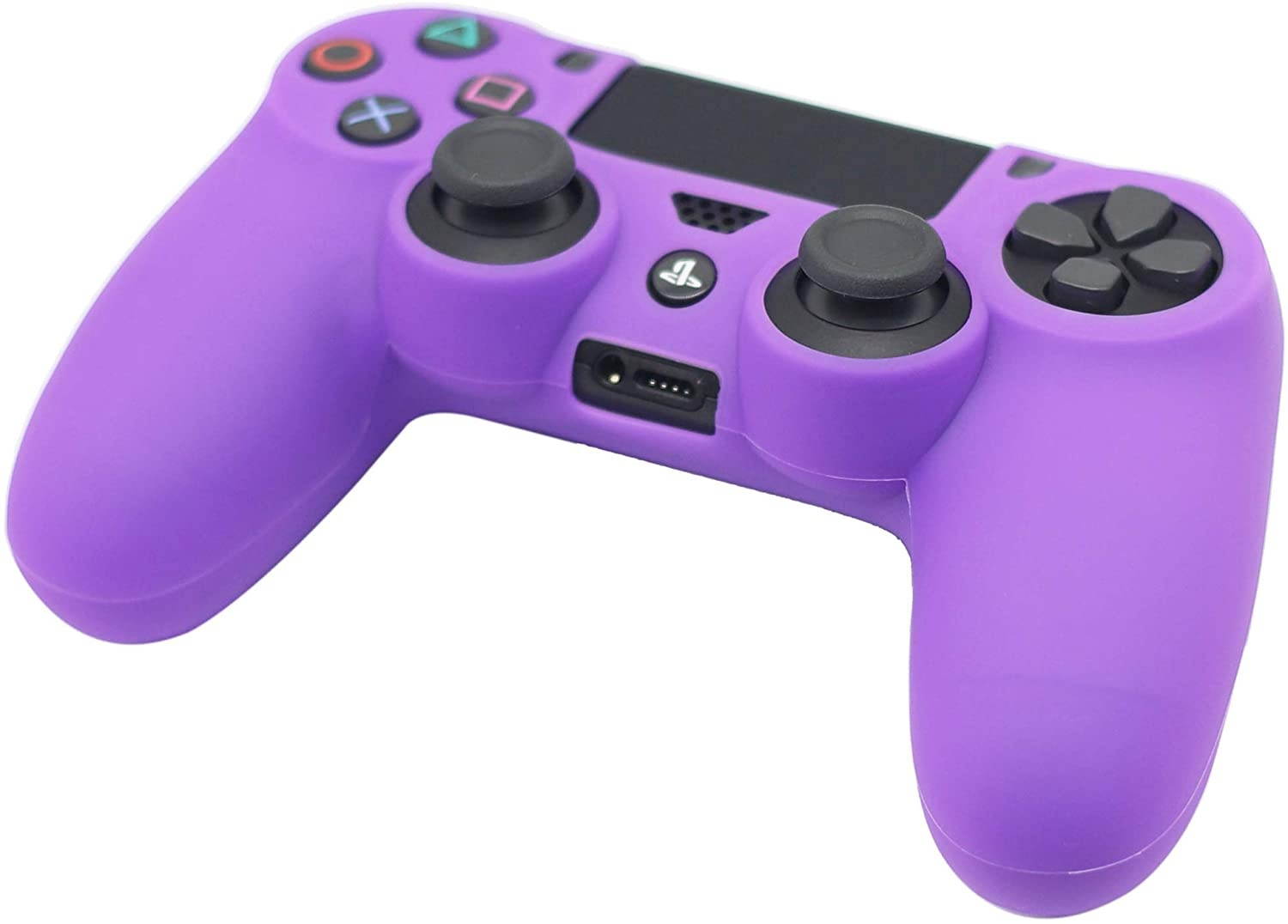 PS4 Controller Skin, BRHE Anti-Slip Grip Silicone Cover Protector Case Compatible with PS4 Slim/PS4 Pro Wireless/Wired Gamepad Controller with 2 Cat Paw Thumb Grip Caps (Purple)