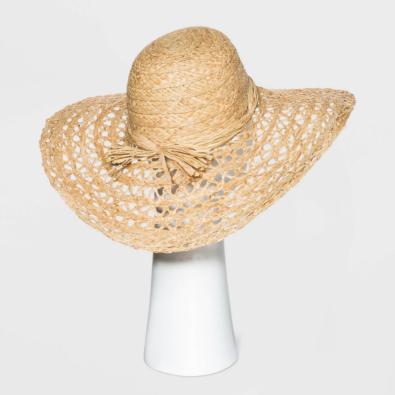 Women's Open Weave Raffia Straw Paper Hat - A New Day™ Natural