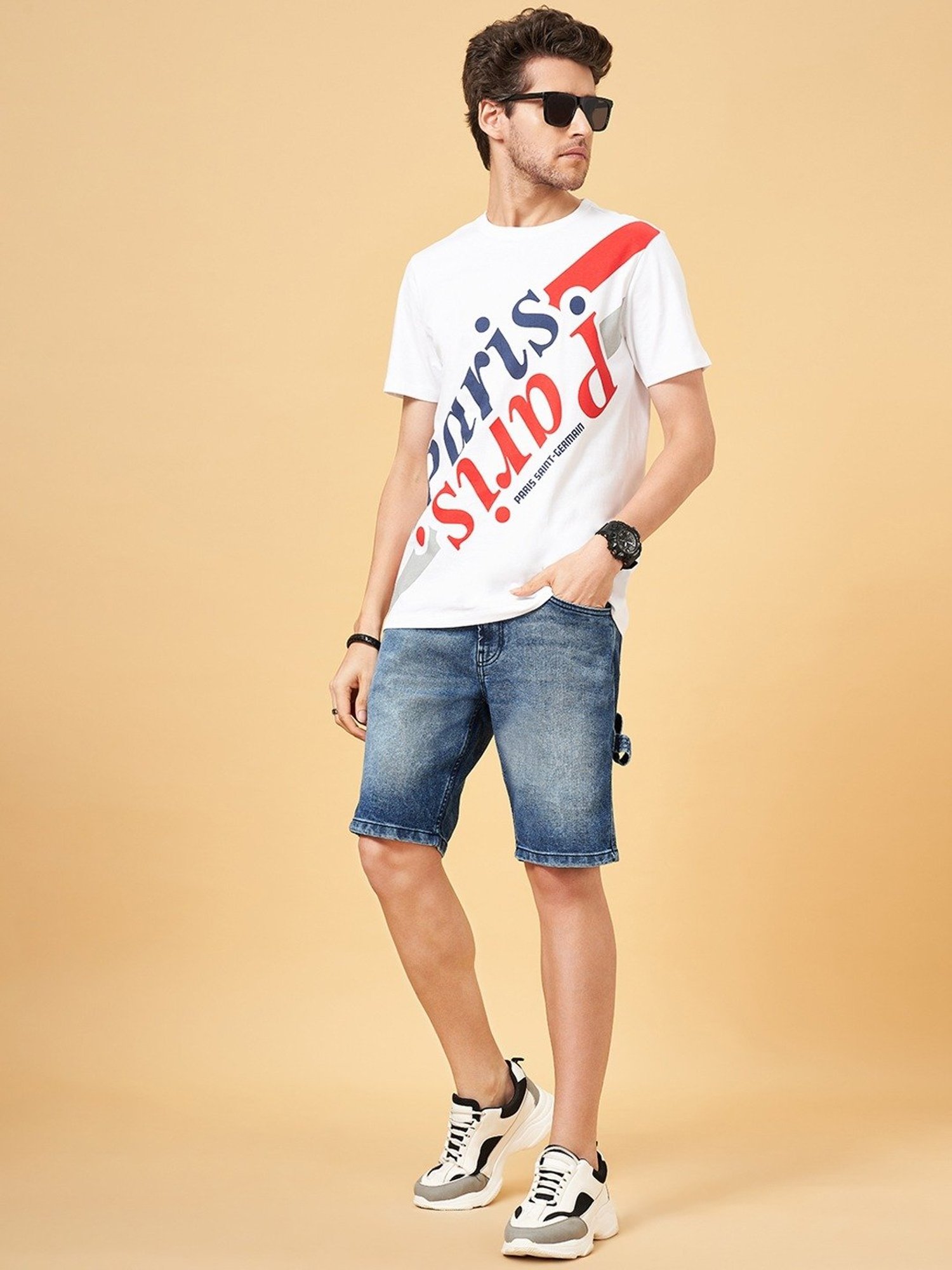 Sf Jeans By Pantaloons Bright White Slim Fit T-Shirt