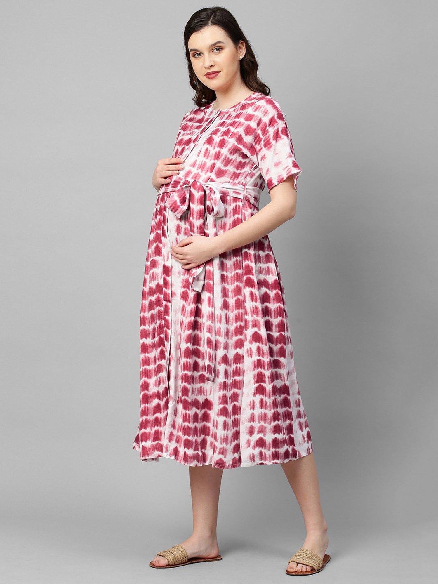 MomToBe Pink & White Maternity Dress
