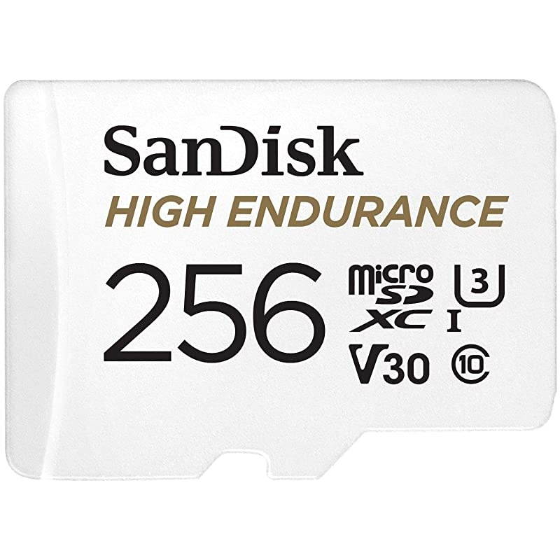 256GB High Endurance Video microSDXC Card with Adapter for Dash Cam and Home Monitoring systems C10 U3 V30 4K UHD Micro SD Card SDSQQNR256GGN6IA
