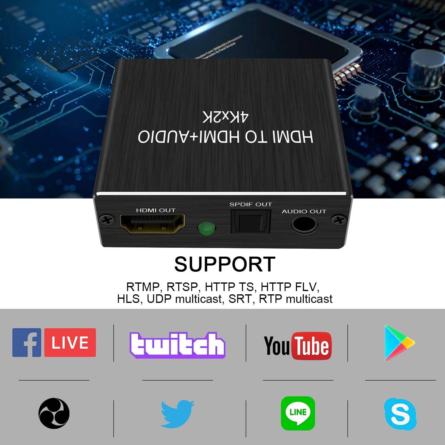 Digital HDMI Audio Extractor Converter,HDMI to HDMI + Audio (SPDIF + RCA Stereo) Audio Splitter Adapter,4K 1080P,Supports Pass/2.0CH/5.1CH