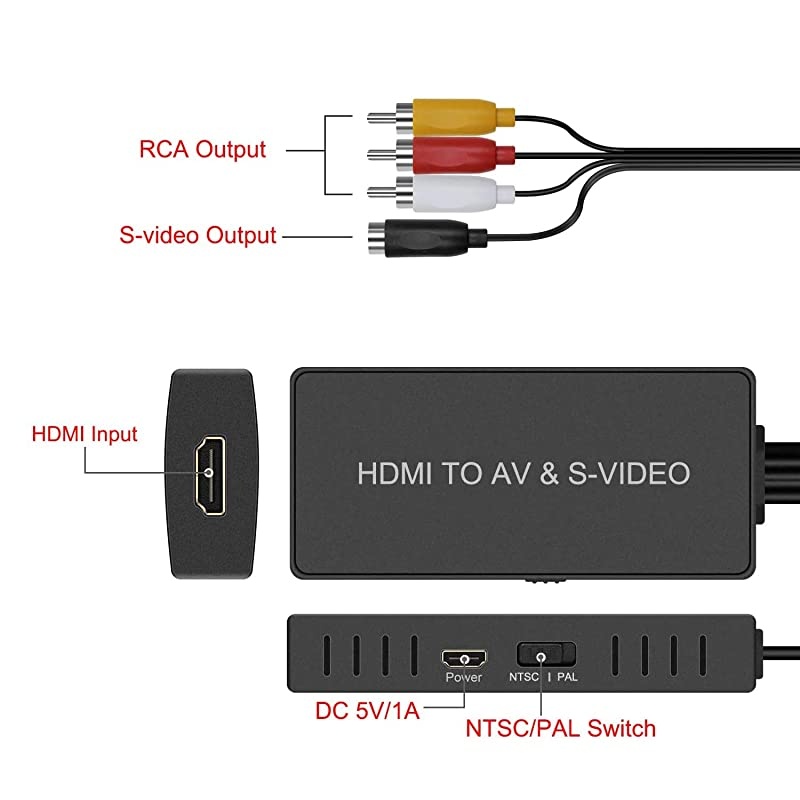 to SVideo Converter to RCA Adapter R/L Audio Video Converter Adapter Support 1080P Compatible PS3/PS4, Xbox, Fire Stick, Roku, Blu-Ray Player, VHS, VCR, DVD, STB, Camera etc.