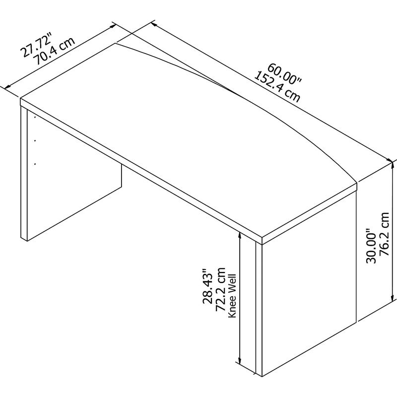Office by kathy ireland Echo 60W Bow Front Desk, Gray Sand KI60205-03