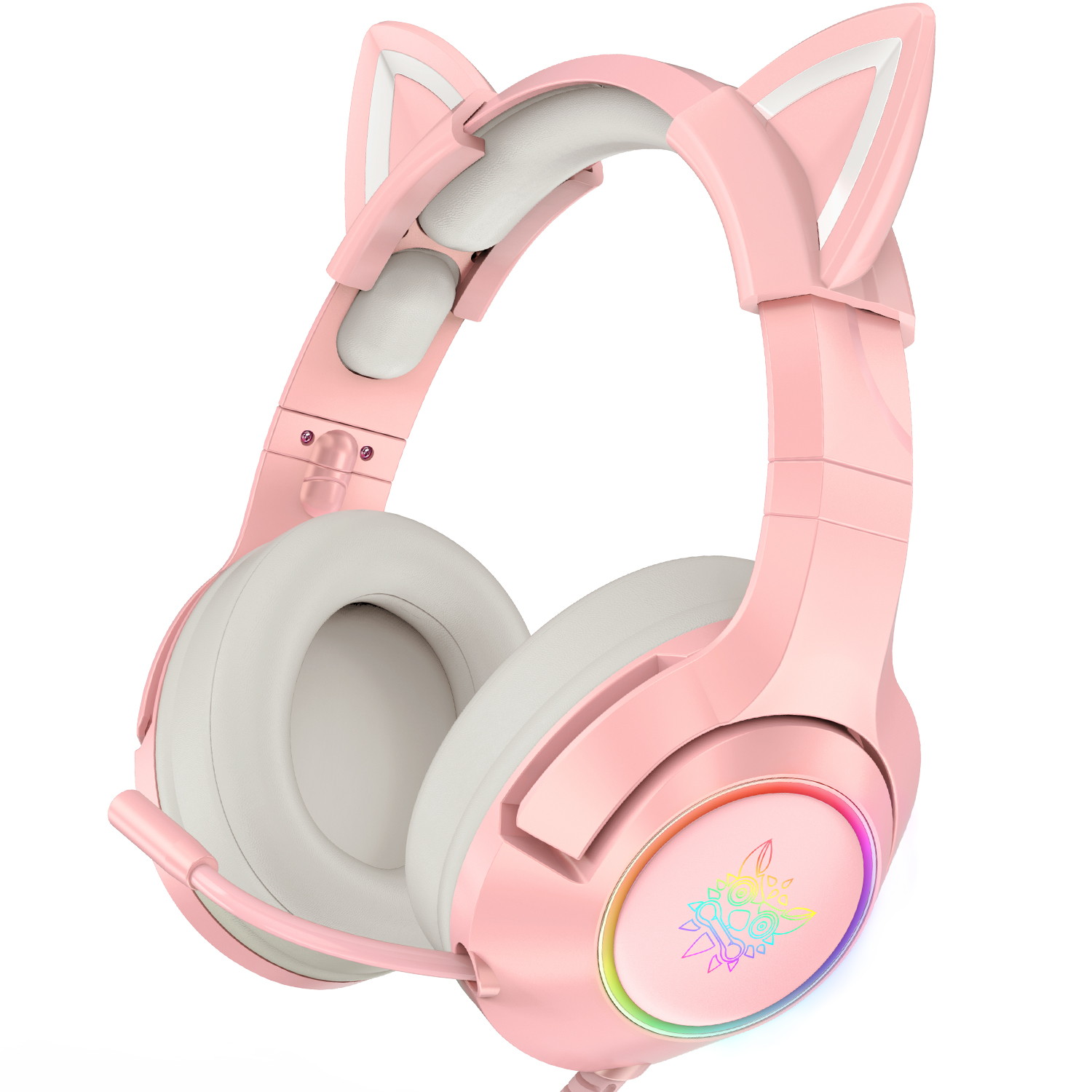K9 Gaming Headset with Removable Cat Ears, for PS5, PS4, Nintendo Switch, PC, with Surround Sound, RGB LED Light & Noise Canceling Retractable Microphone