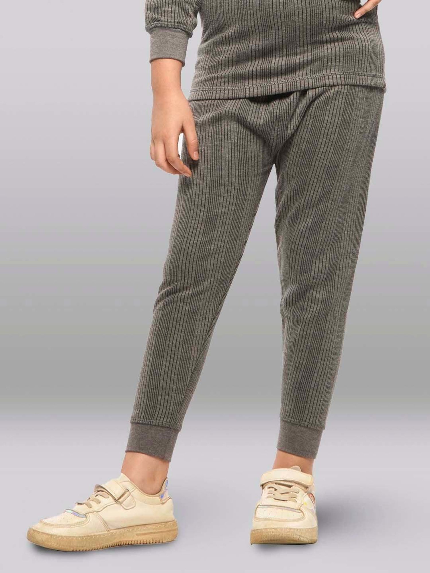 LUX Inferno Girls Charcoal Grey Skinny Fit Thermal Pants (Pack of 2)