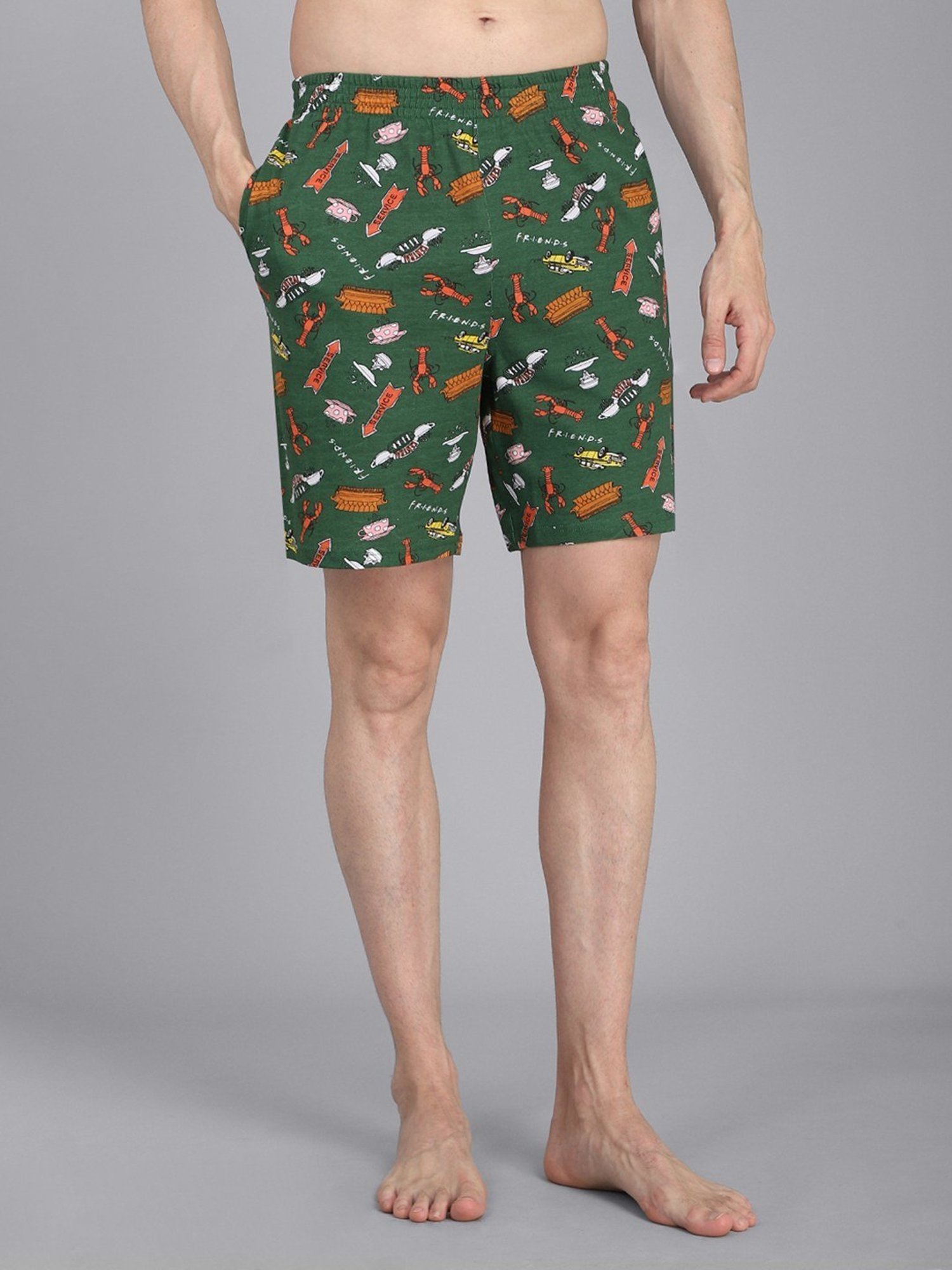 Free Authority Green Cotton Regular Fit Friends Printed Boxers