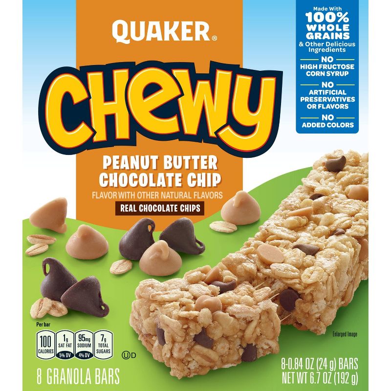 Quaker Chewy Peanut Butter Chocolate Chip Granola Bars - 8ct