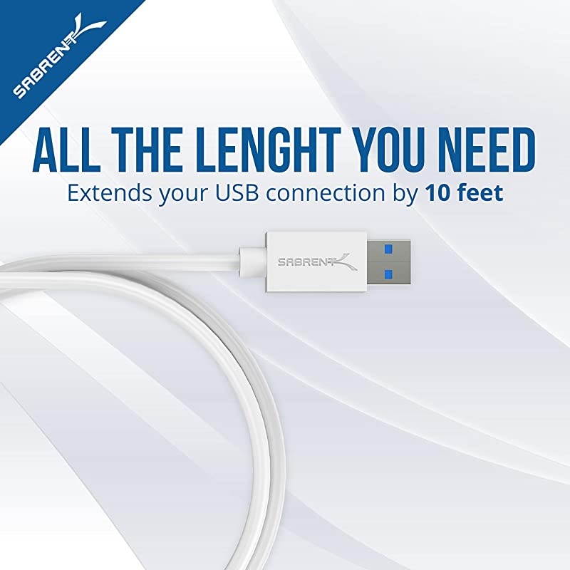 22AWG USB 30 Extension Cable AMale to AFemale White 10 Feet CB301W