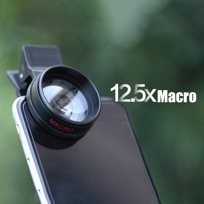2 in 1 0.45X Lens Wide Angle 12.5X Macro Professional Lens HD Phone Camera Lens For IPhone 8 7 6S Plus for Xiaomi Samsung
