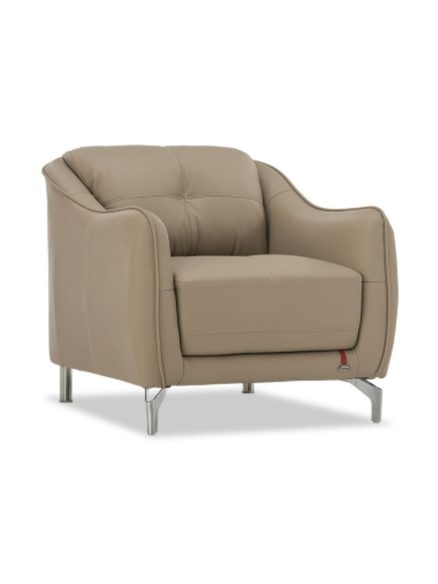 Durian Skyler Mushroom Brown Leather 1 Seater Sofa