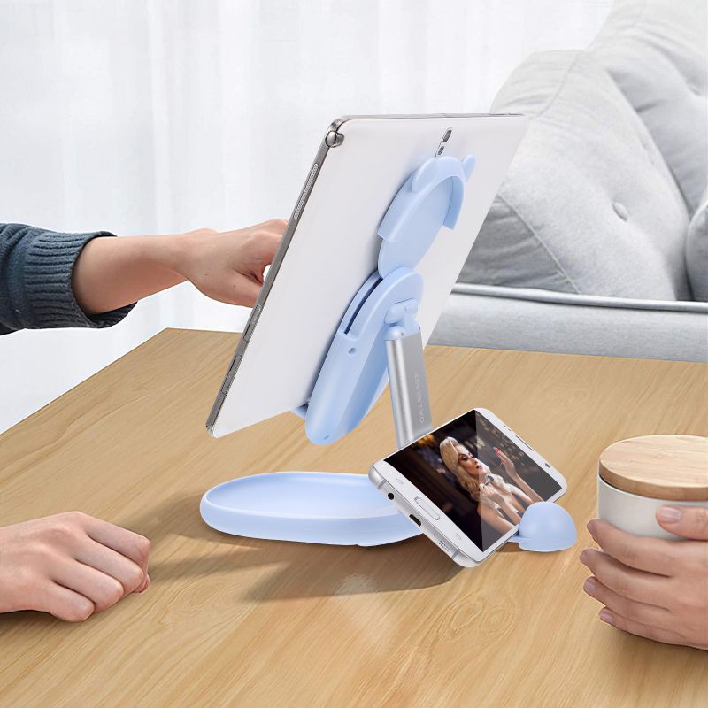 1Pc Ajustable Desktop Beauty Mirror Phone Holder Mobile Phone Storage Rack